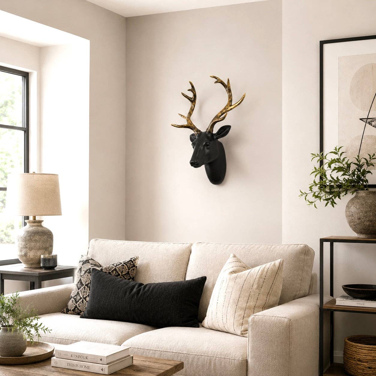 Black and Gold Stag Head