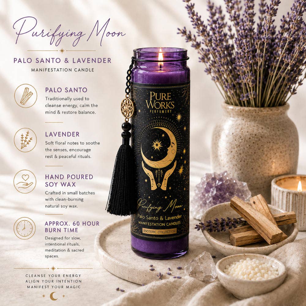 Candle Glass Jar Esoteric Purifying Moon Palo Santo/Lavender