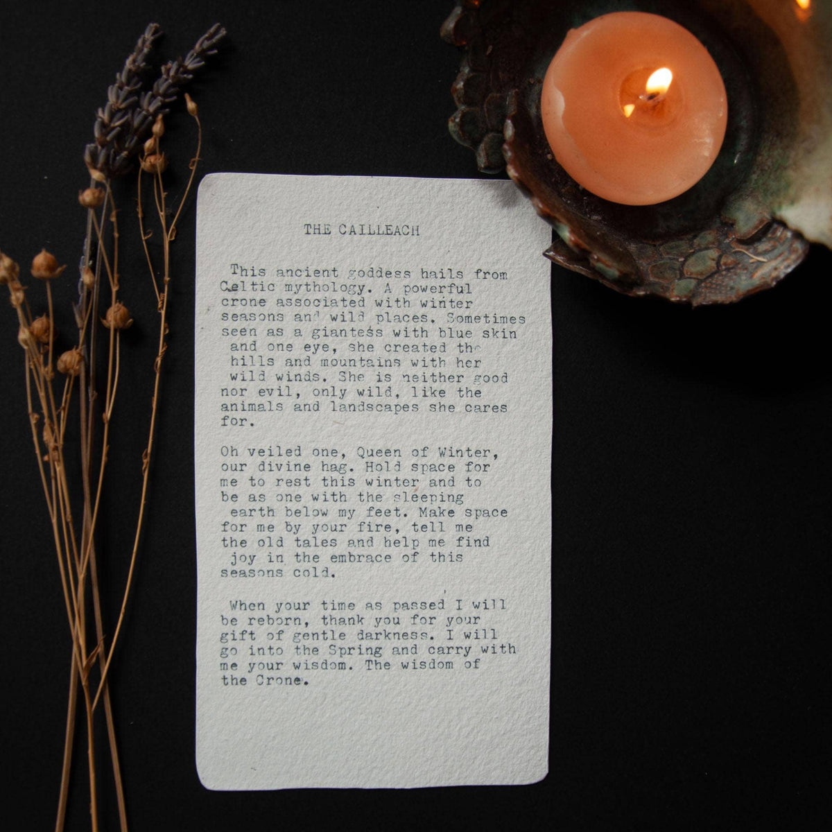 THE CAILLEACH ORACLE ALTAR CARD |  Linocut design