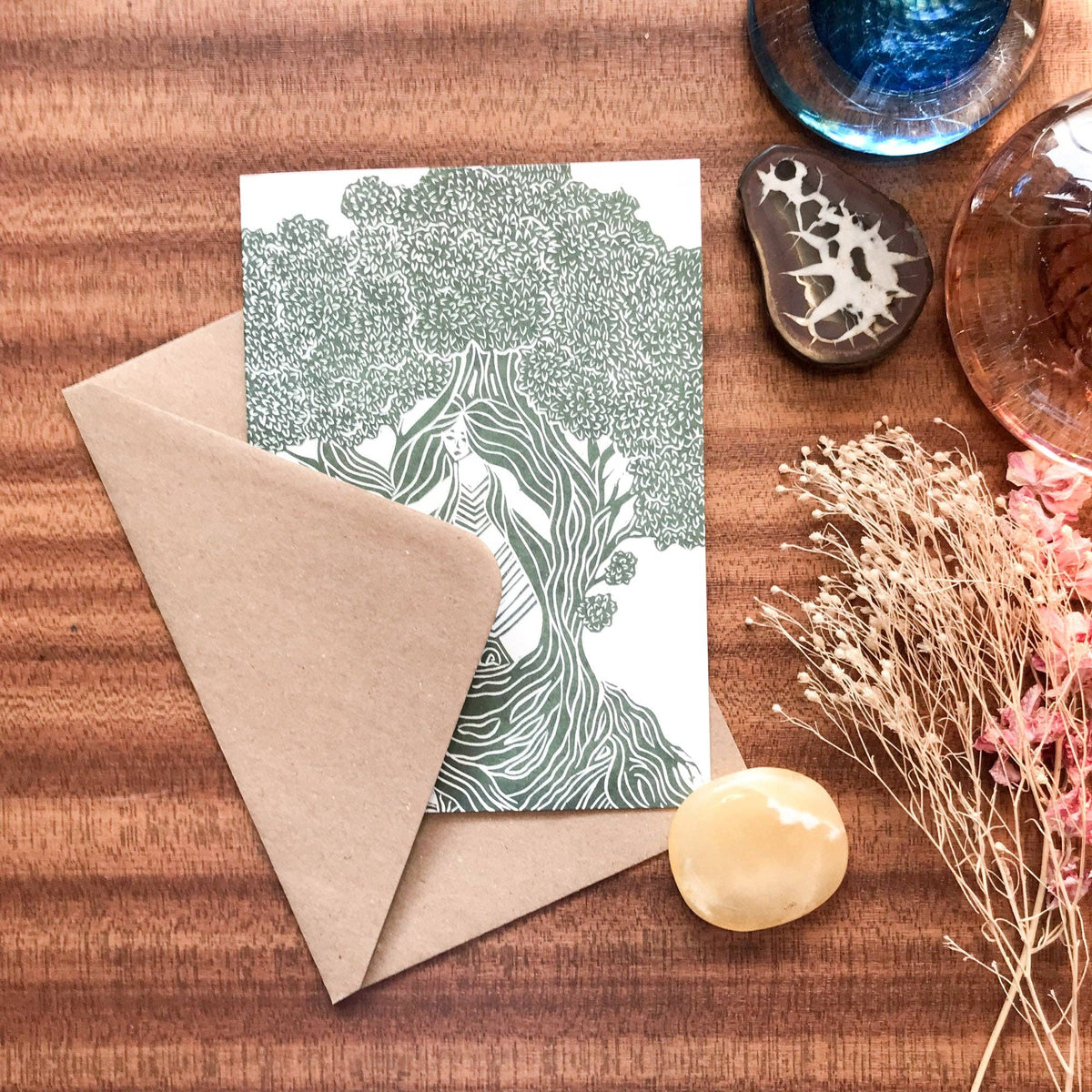 THE DRYAD | Greeting card | Linocut design.