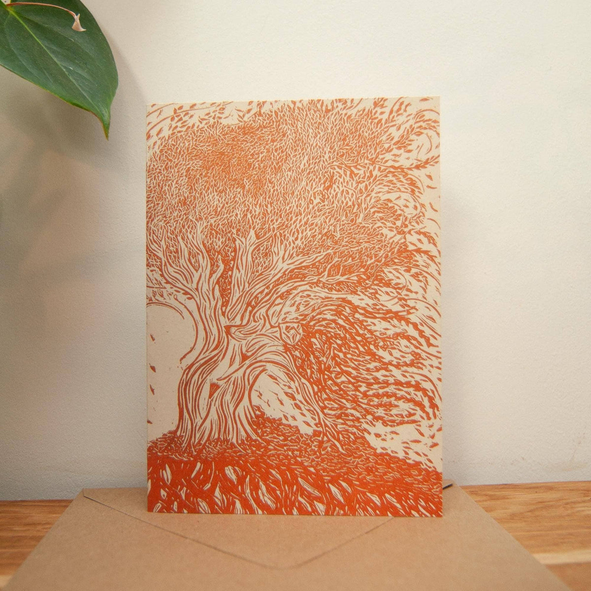 AUTUMN DRYAD | Greeting card | Linocut Design.