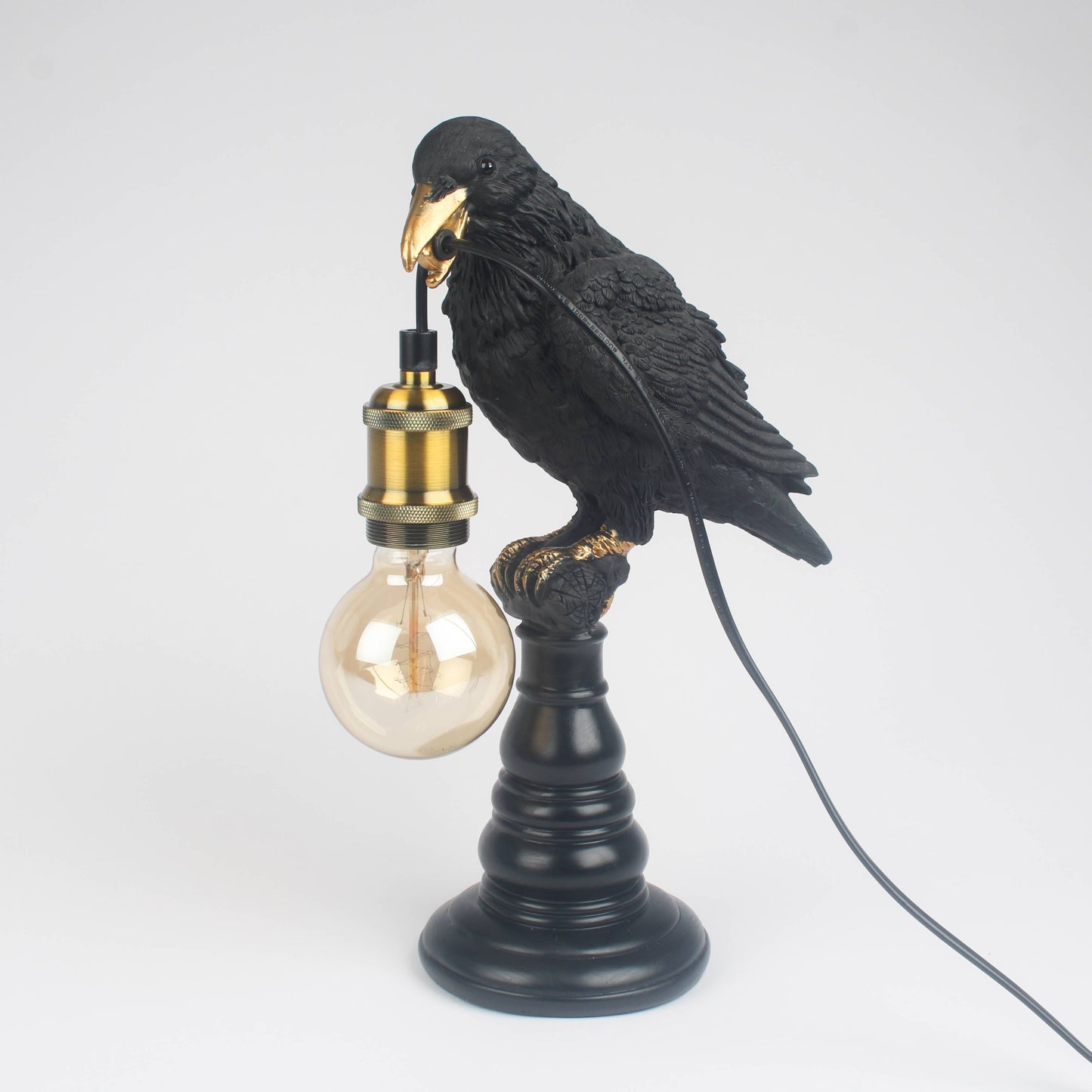 Gothic Raven Table Lamp | Quirky Black Crow Lighting UK Plug