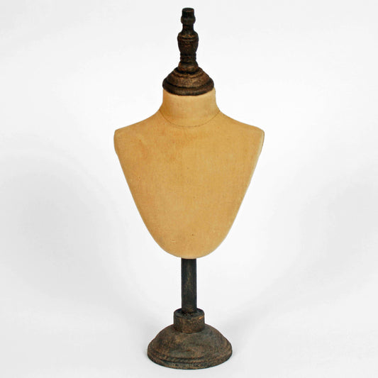 Rustic Canvas Jewellery Bust Stand – Metal Necklace Display