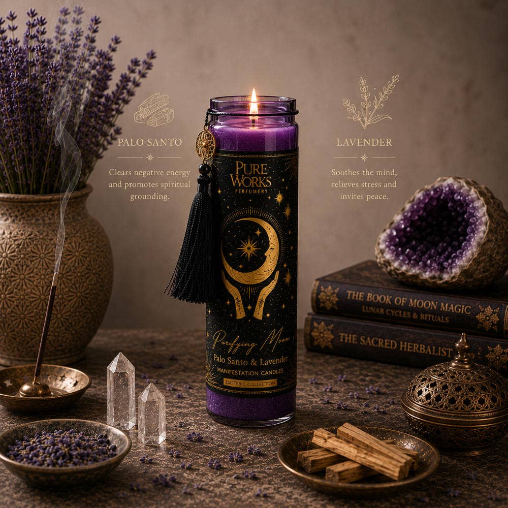 Candle Glass Jar Esoteric Purifying Moon Palo Santo/Lavender
