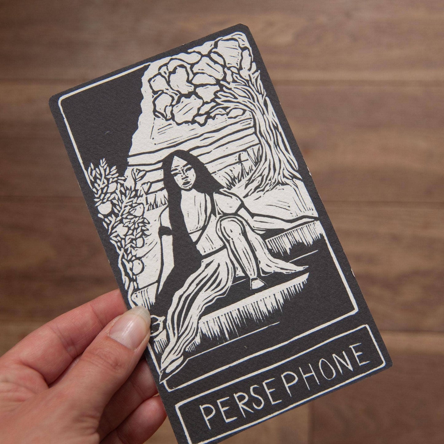 PERSEPHONE  ORACLE ALTAR CARD | Linocut design