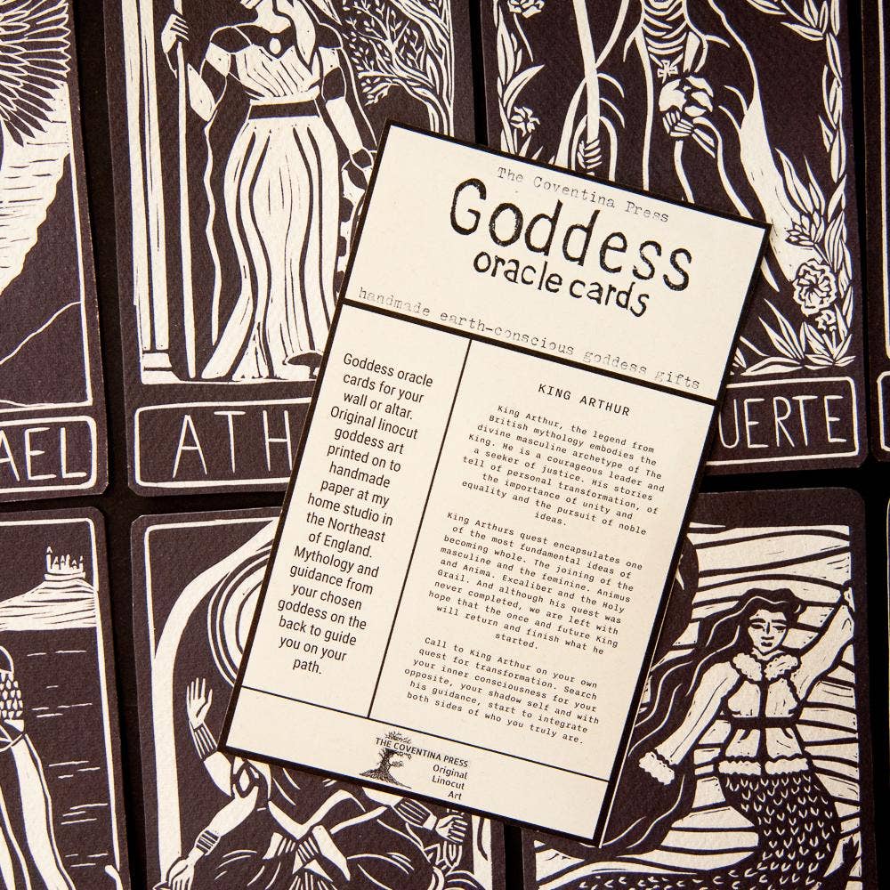 KING ARTHUR ORACLE ALTAR CARD | Linocut design