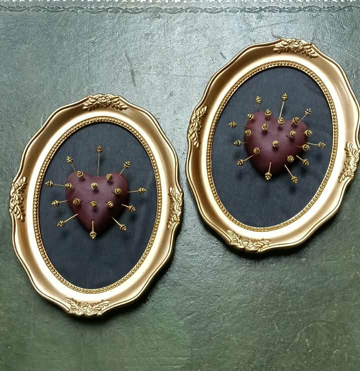 Stuck Heart Gold Frame by Oddly Harriet