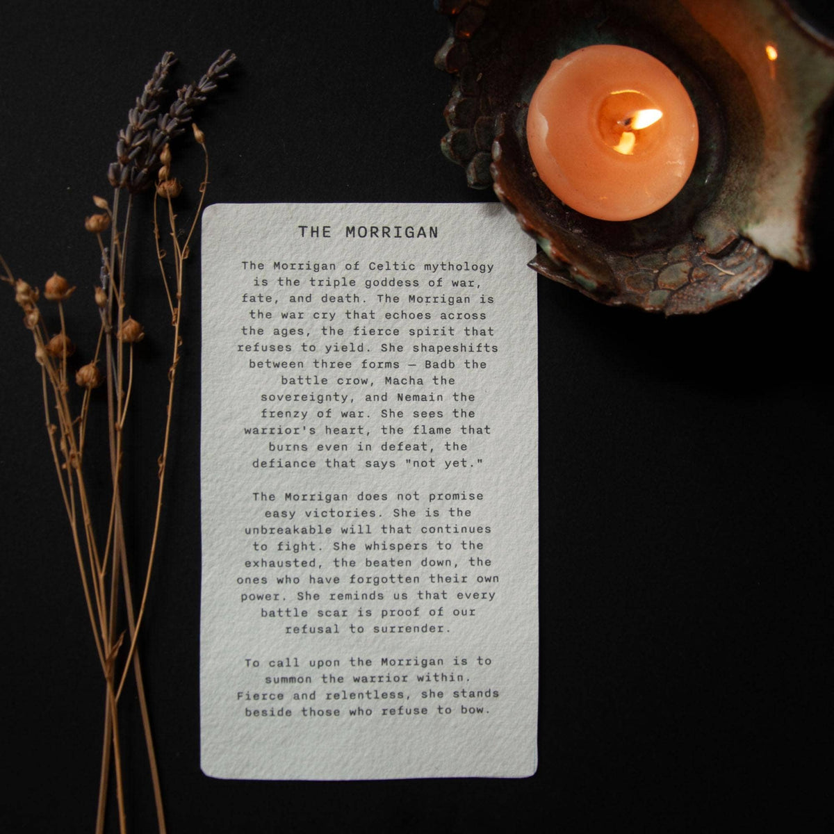 MORRIGAN  ORACLE ALTAR CARD | Linocut design