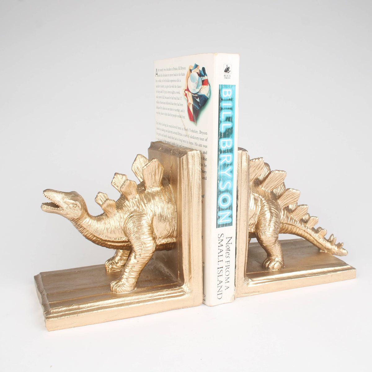 Antique Gold Stegosaurus Bookends - Prehistoric Luxe