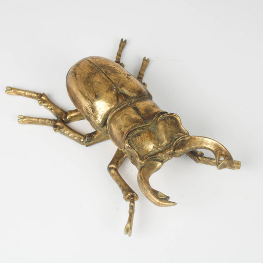 Large Antique Gold Stag Beetle Ornament Decorative Figure