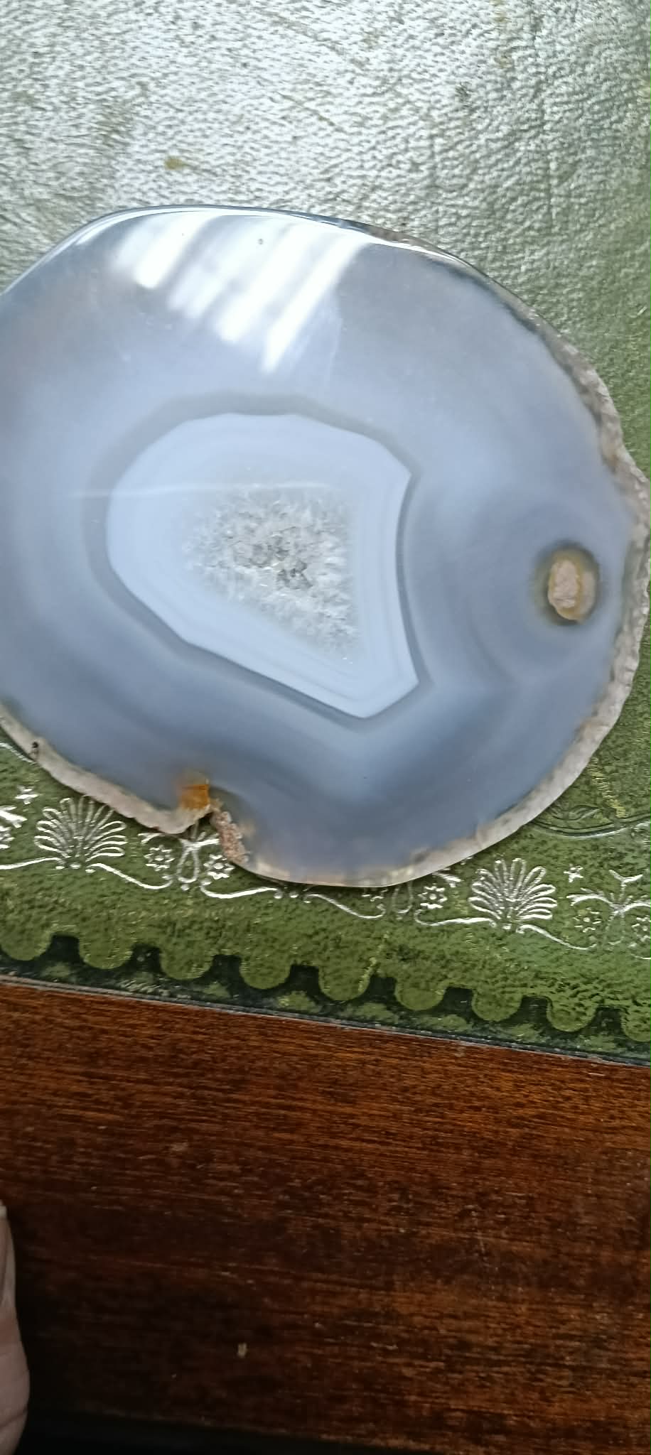White Druzy Agate disc by Gaia soul