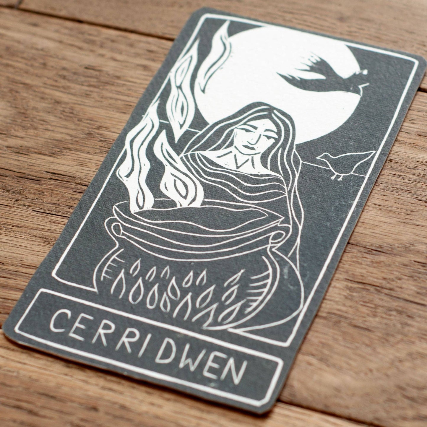 CERRIDWEN ORACLE  ALTAR CARD | Handmade linocut design