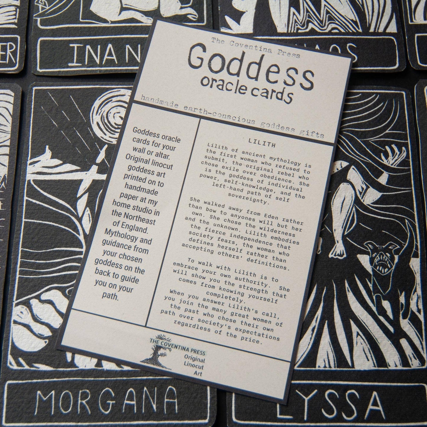 LILITH  ORACLE ALTAR CARD |  Linocut design