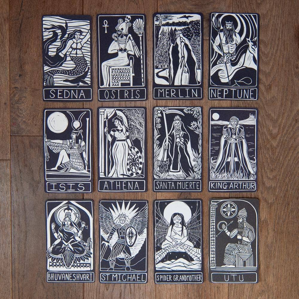 ATHENA ORACLE ALTAR CARD | Original Linocut Design