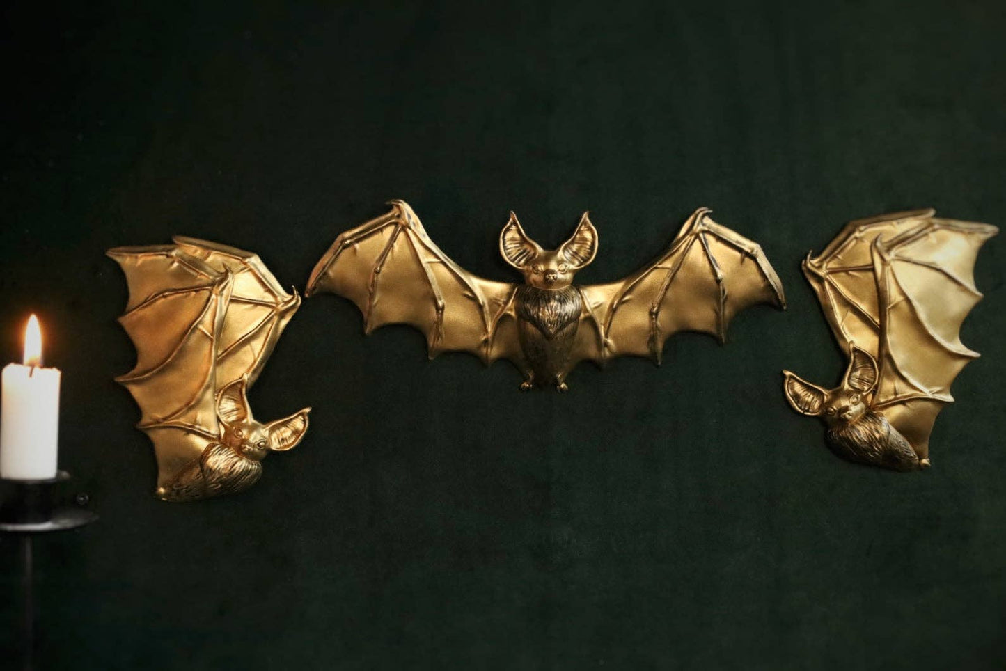 Bat Wall Hanging Front Facing Gold