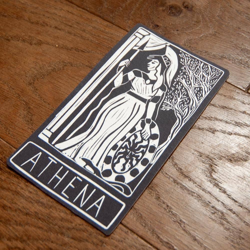 ATHENA ORACLE ALTAR CARD | Original Linocut Design