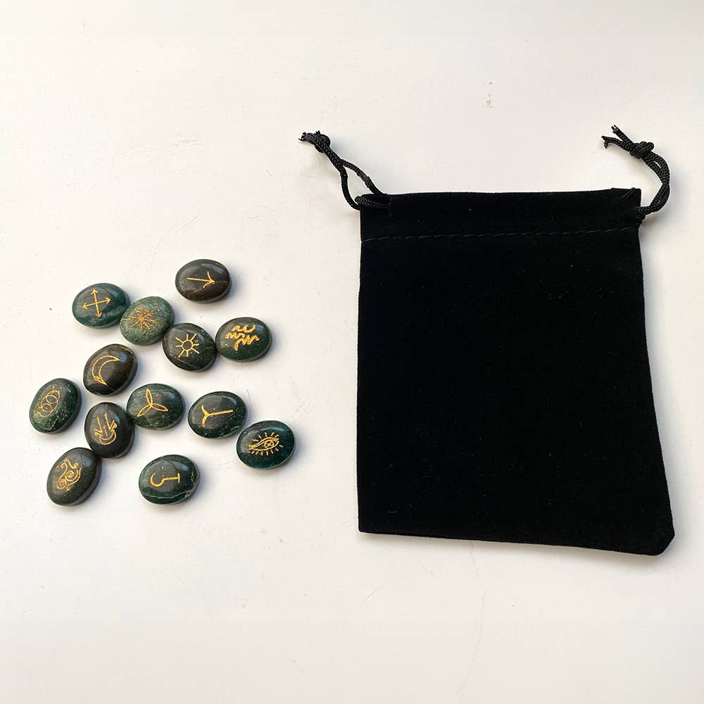 Witches Rune Set, Symbol Stones, With Pouch