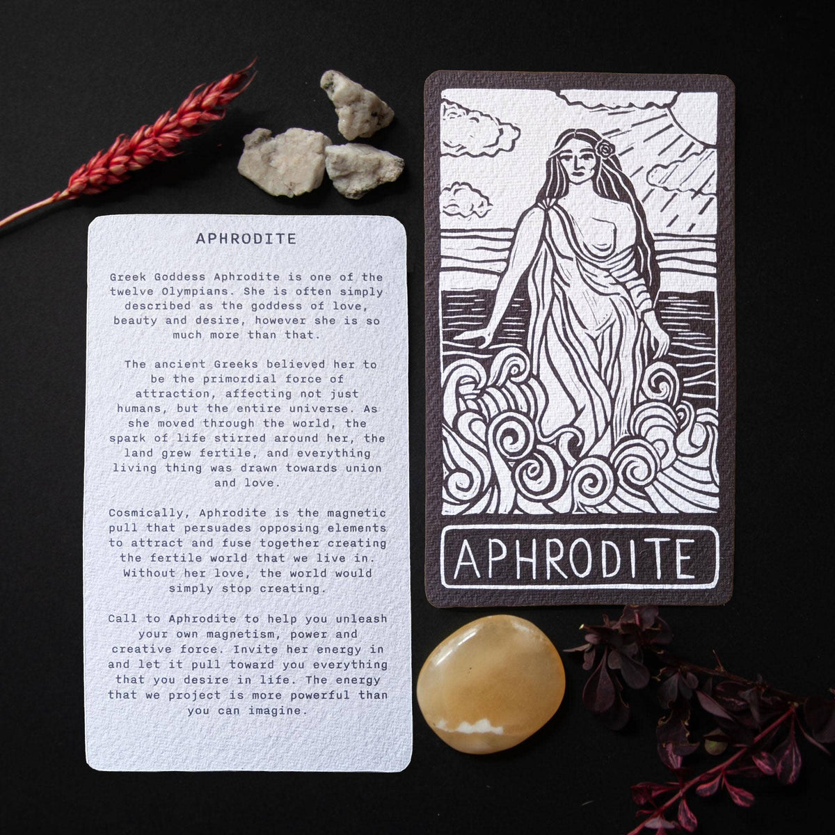 APHRODITE ALTAR CARD| linocut design