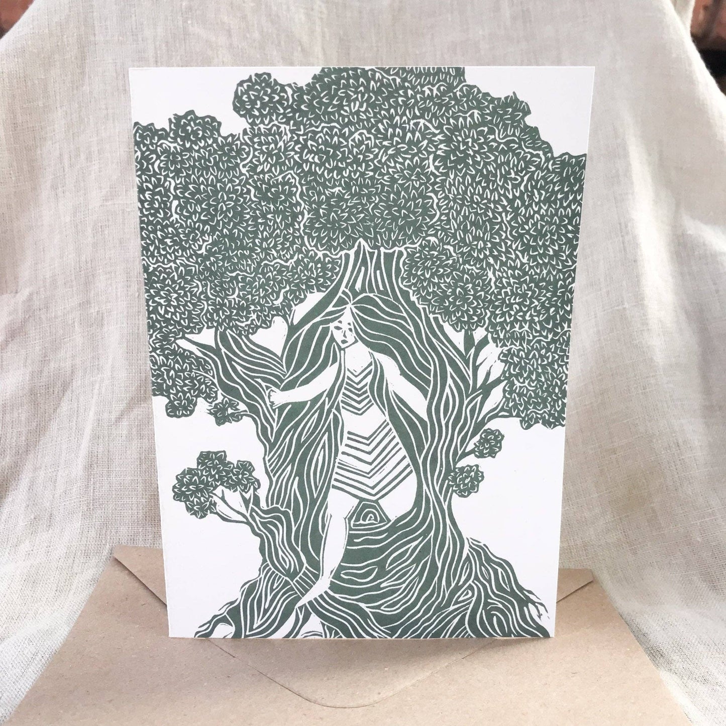 THE DRYAD | Greeting card | Linocut design.