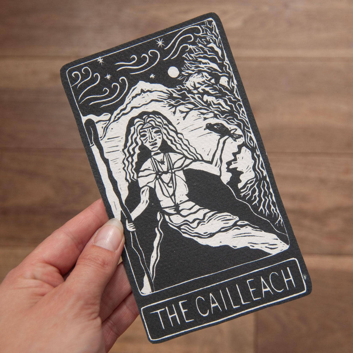 THE CAILLEACH ORACLE ALTAR CARD |  Linocut design