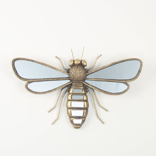 Golden Bee Wall Art with Mirrored Accents