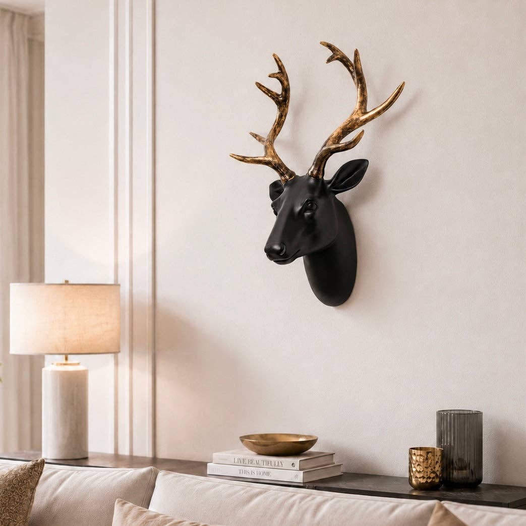 Black and Gold Stag Head