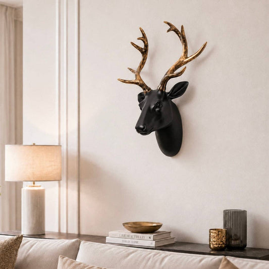Black and Gold Stag Head