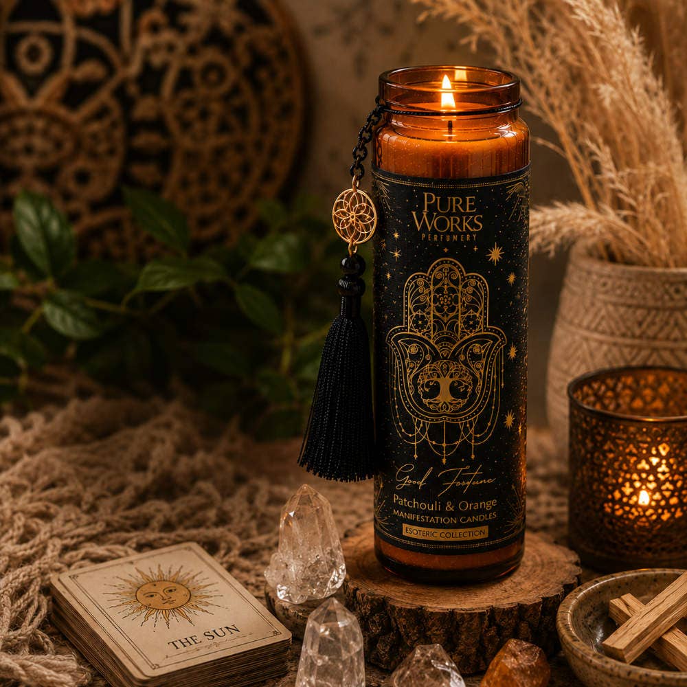 Candle in Glass Jar Esoteric Good Fortune, Patchouli/Orange