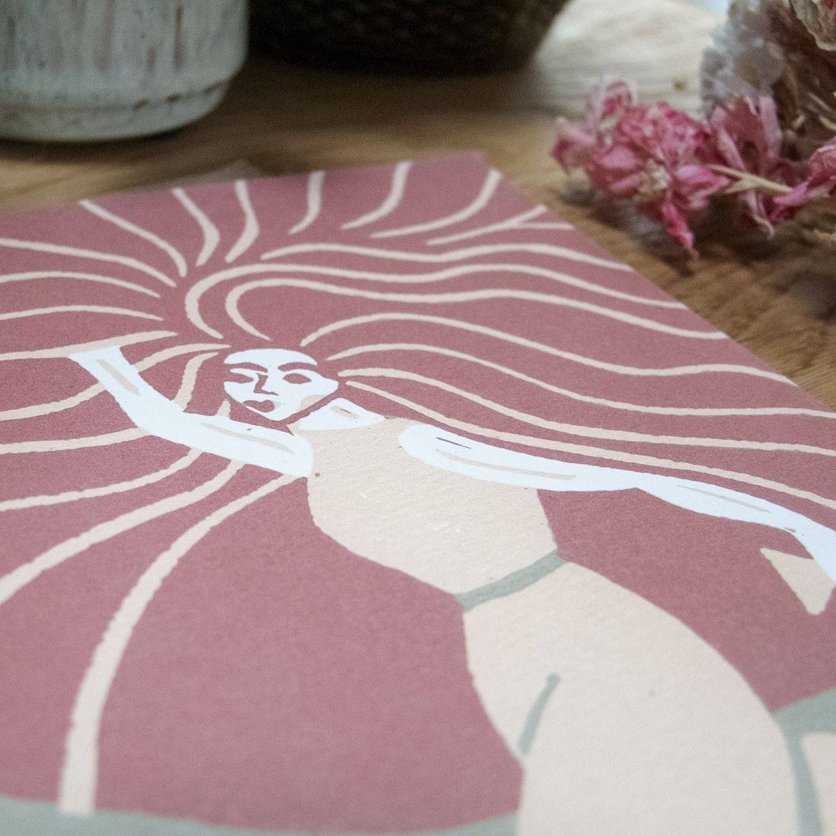 GODDESS BRIGID | Greeting card | Linocut design