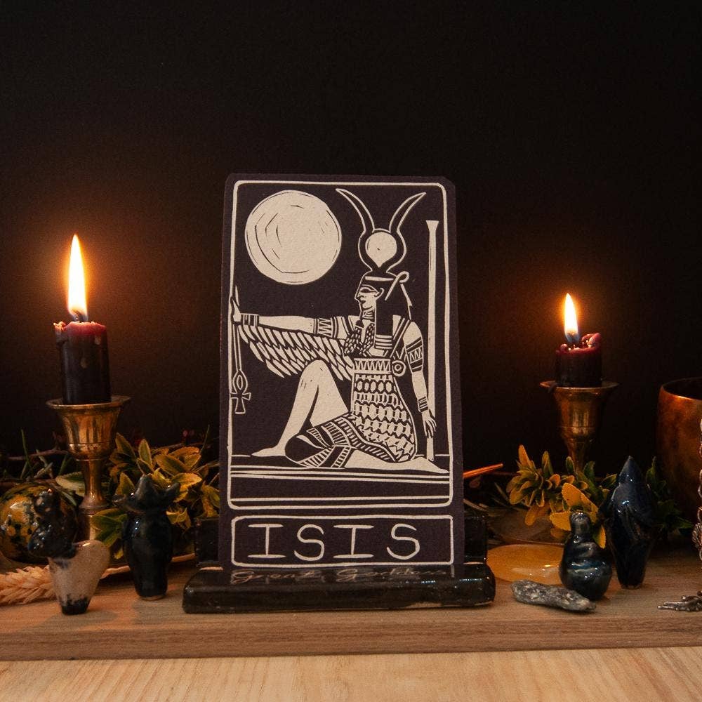 ISIS ORACLE ALTAR CARD | linocut design