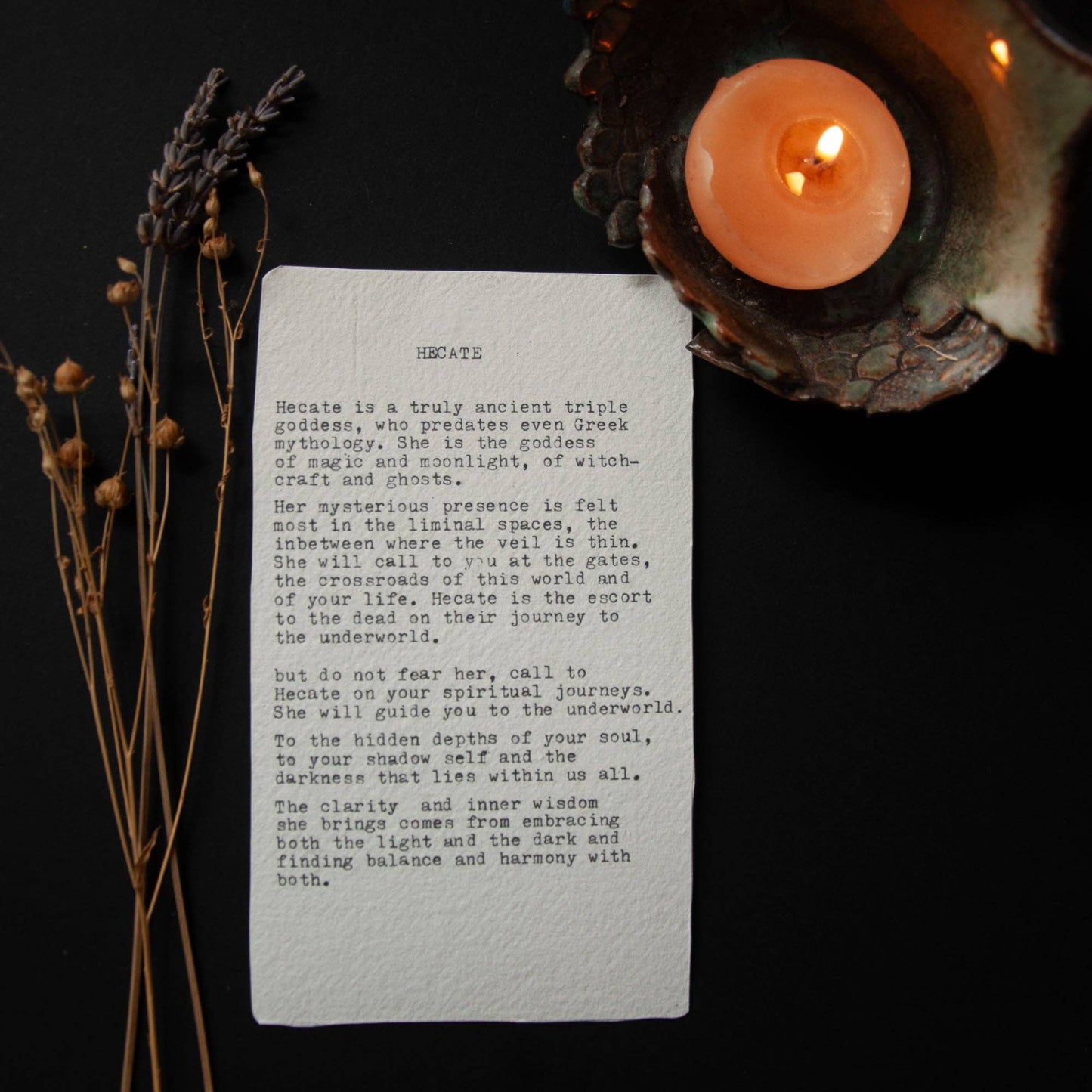 HECATE ORACLE ALTAR CARD | Linocut design.