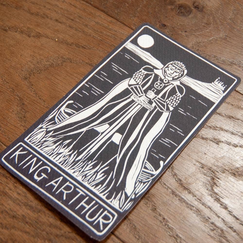 KING ARTHUR ORACLE ALTAR CARD | Linocut design