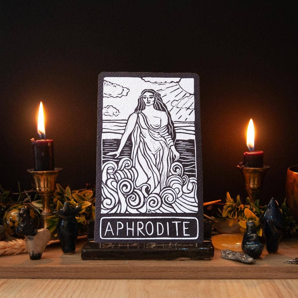 APHRODITE ALTAR CARD| linocut design