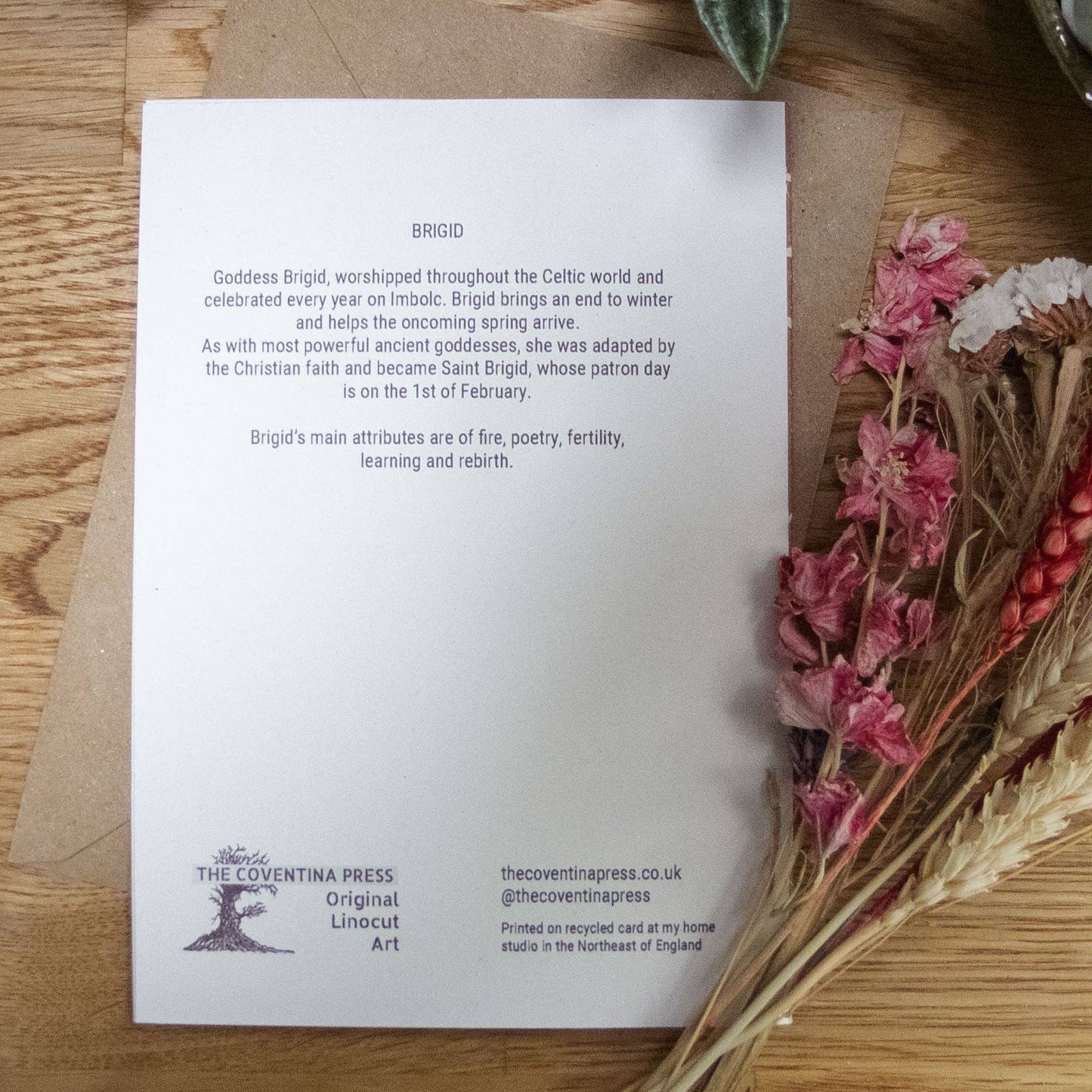 GODDESS BRIGID | Greeting card | Linocut design