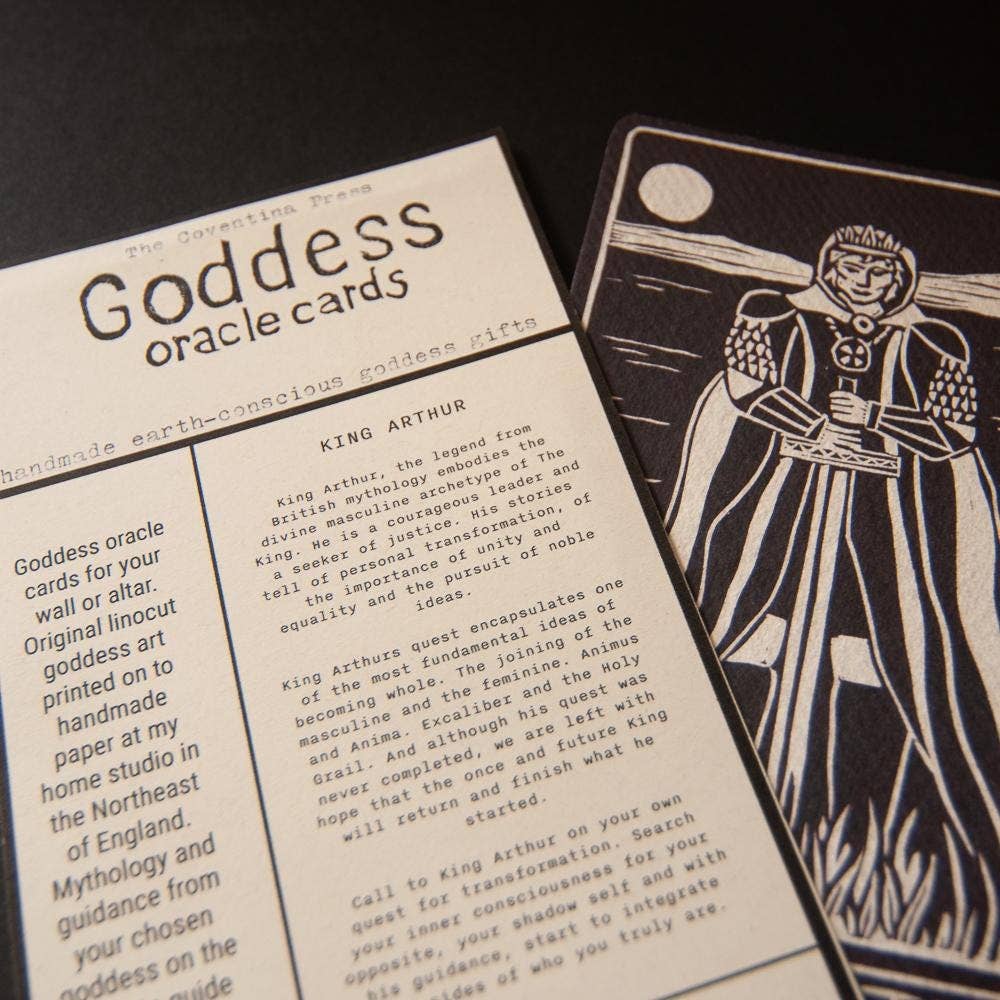 KING ARTHUR ORACLE ALTAR CARD | Linocut design