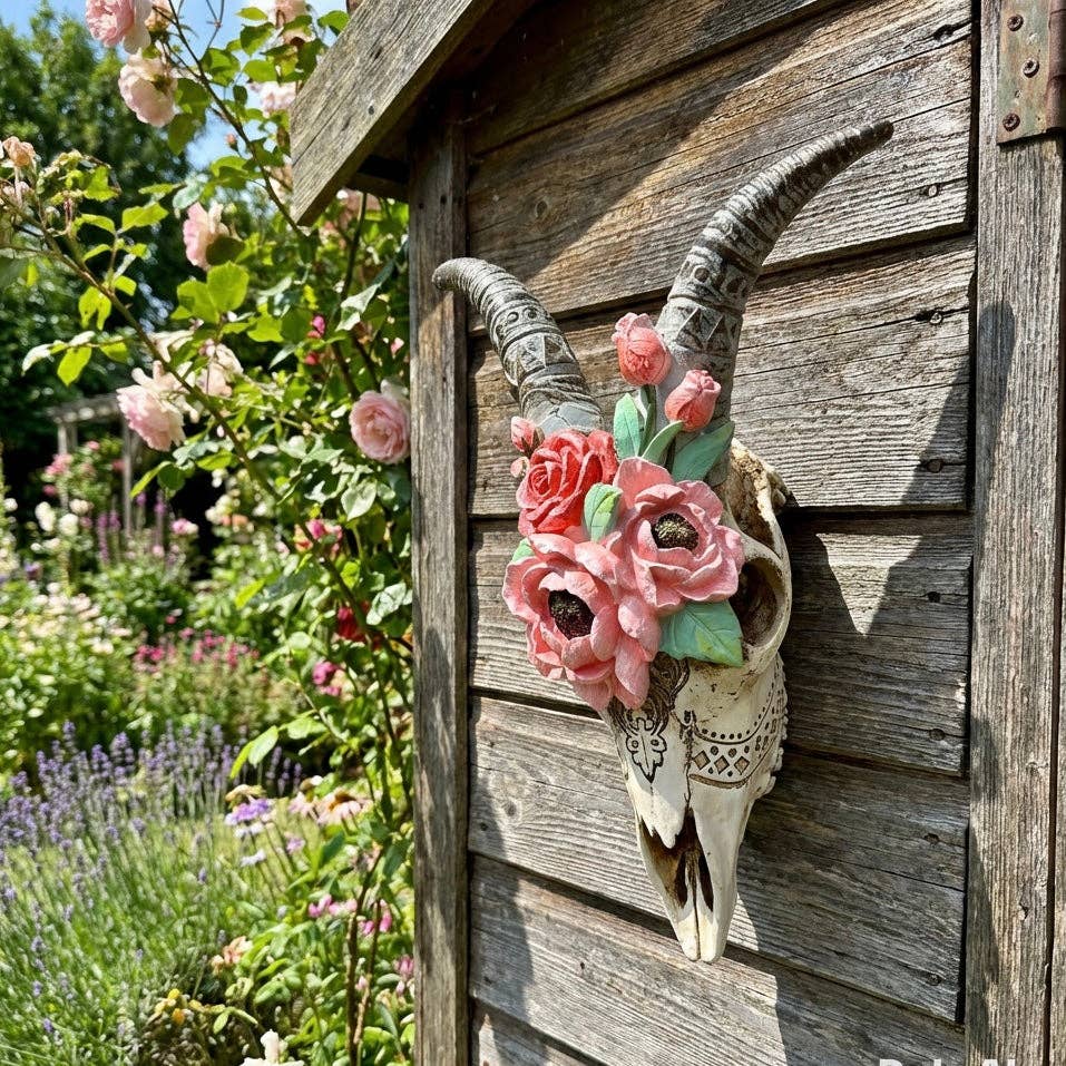 Goat Skull with Flowers