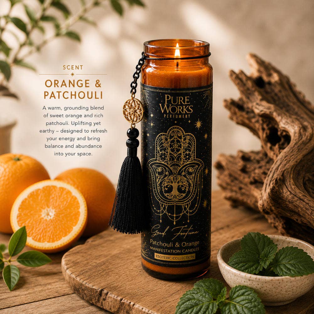 Candle in Glass Jar Esoteric Good Fortune, Patchouli/Orange