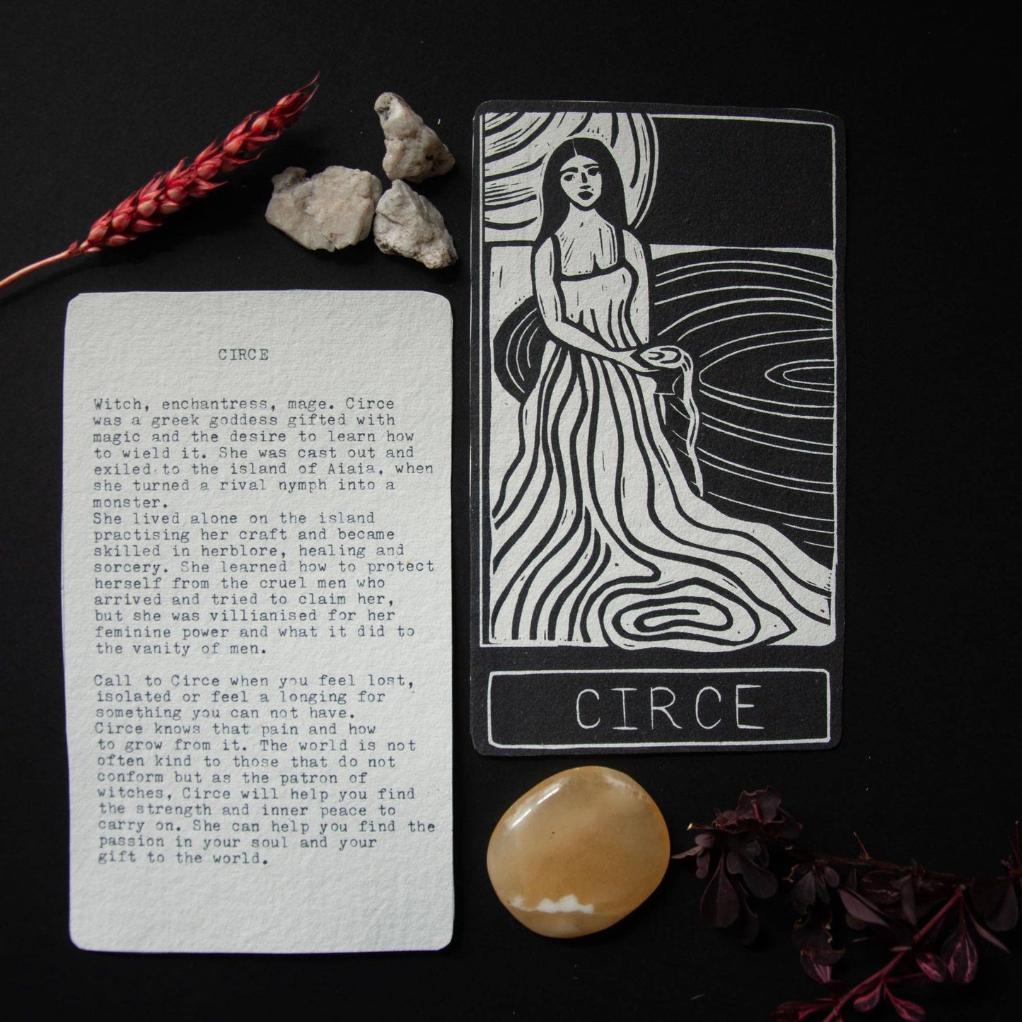 CIRCE ORACLE  ALTAR CARD | Linocut design