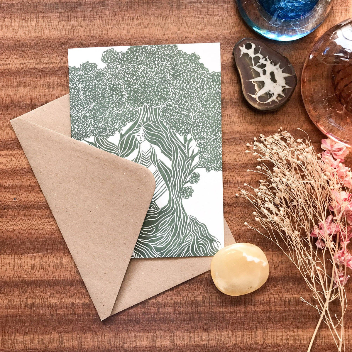 THE DRYAD | Greeting card | Linocut design.