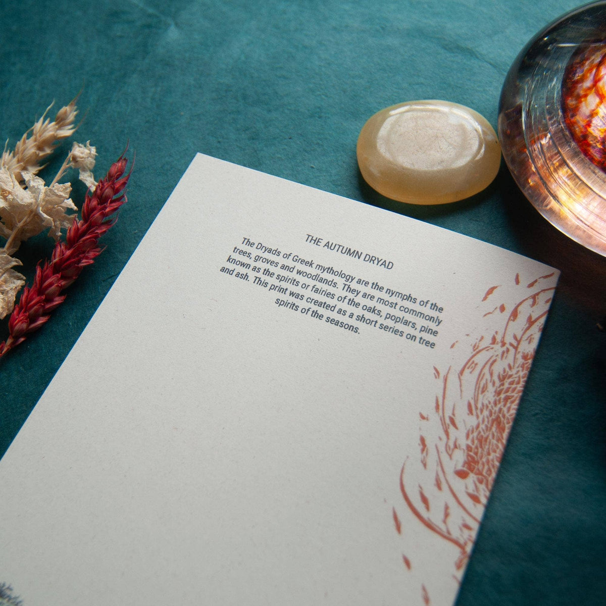 AUTUMN DRYAD | Greeting card | Linocut Design.