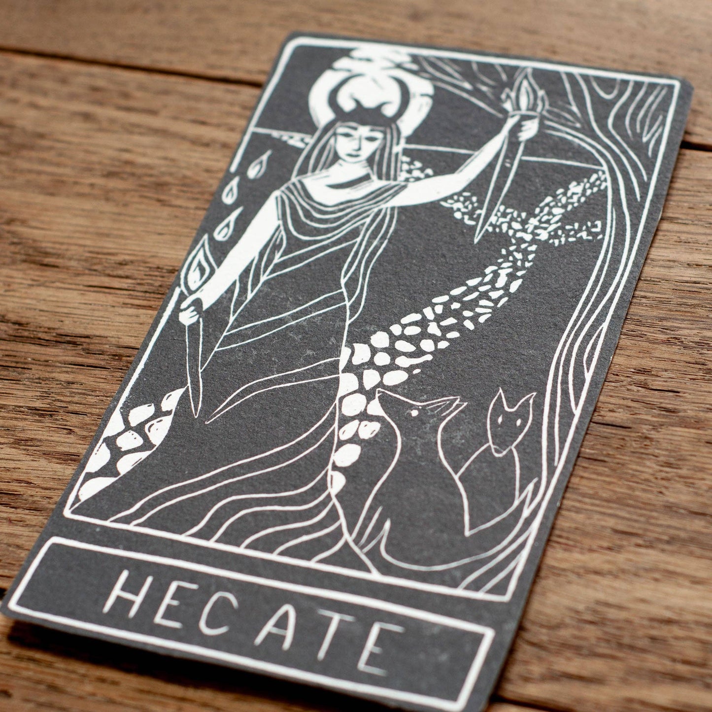 HECATE ORACLE ALTAR CARD | Linocut design.