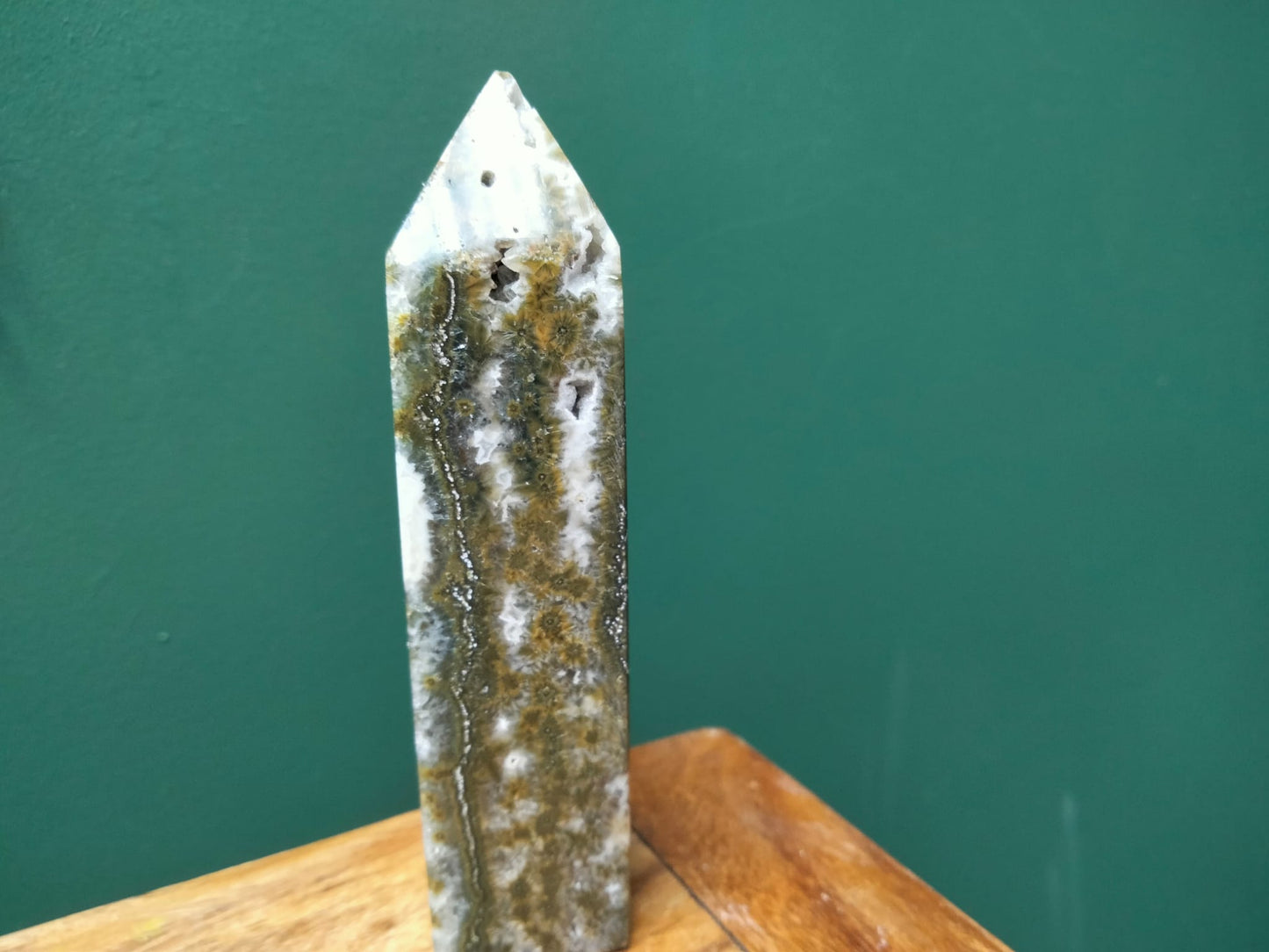 Moss Agate Polished Point (Orbicular / Floral Inclusions)