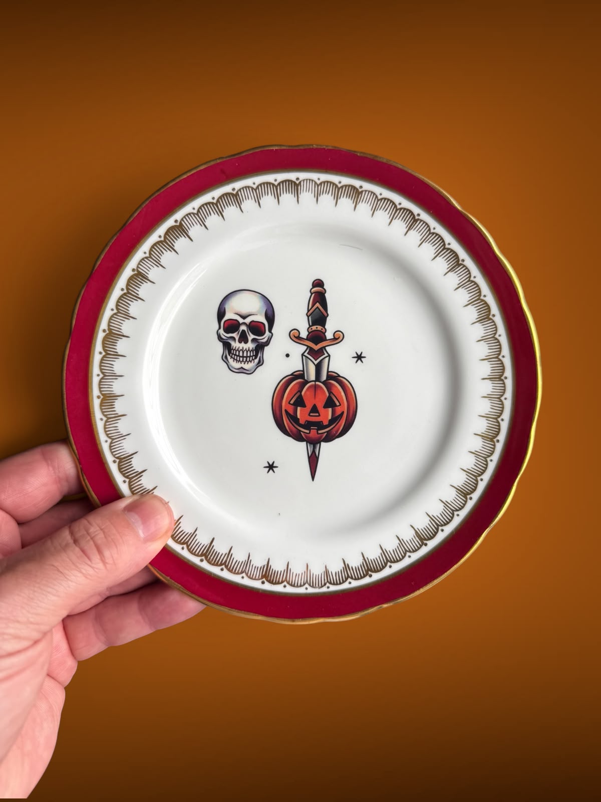 Skull Pumpkin Sword plate by Hollow House Emporium
