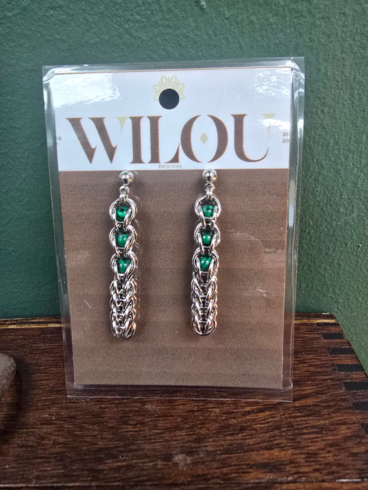 Lyra Earrings - Malachite by Wilou Designs