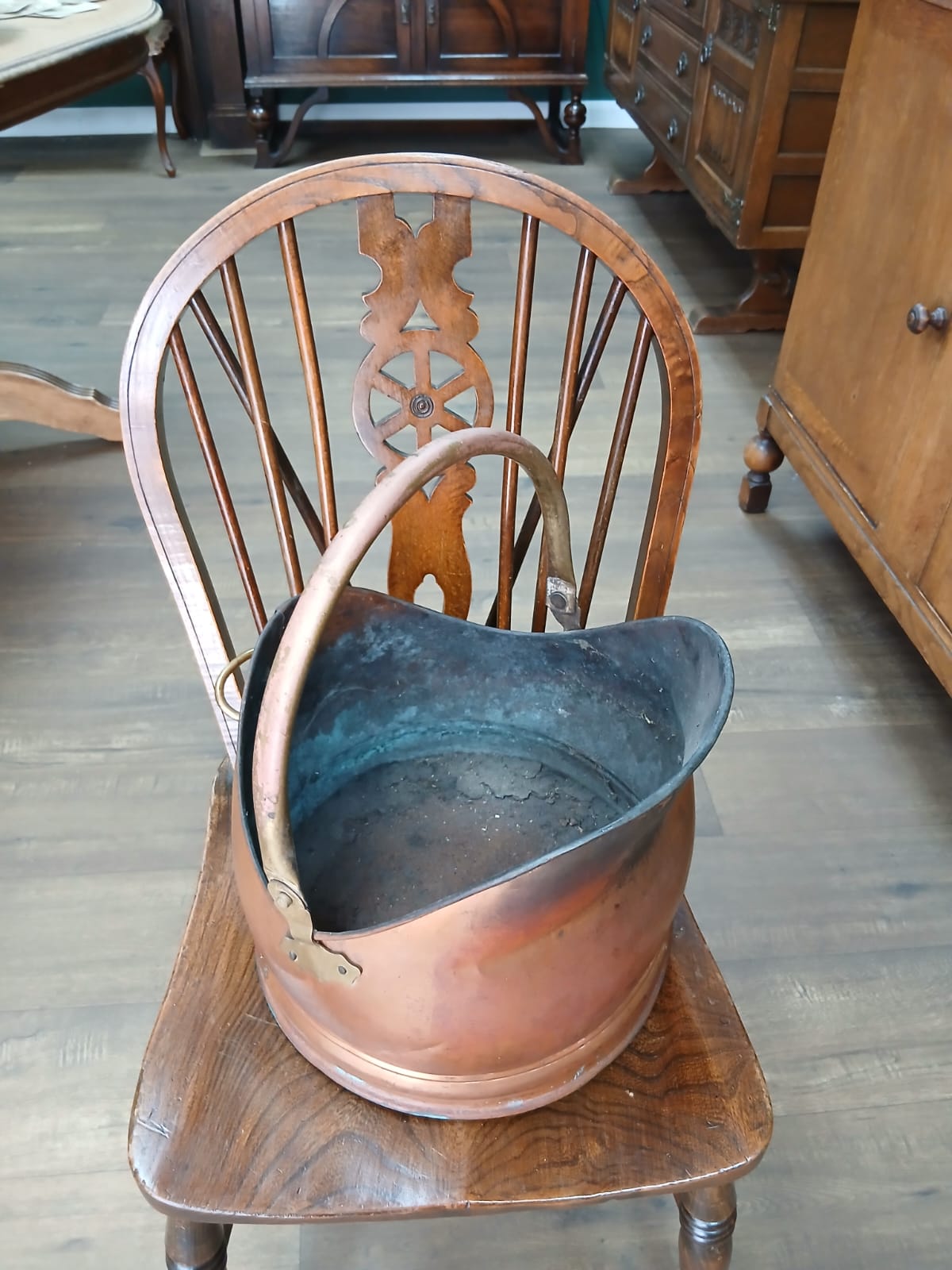 Antique Victorian 'Helmet' coal skuttle