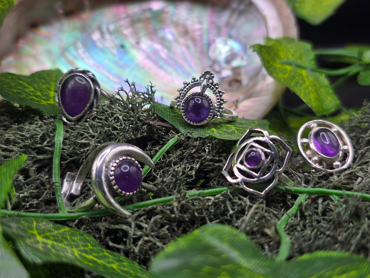 Silver plated gemstone rings - Amethyst