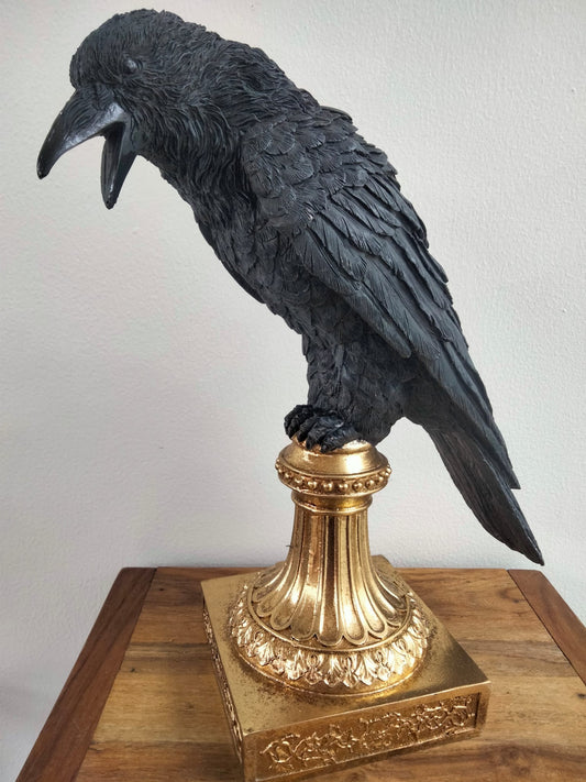 Raven Candle Holders On Ornate Gold Base