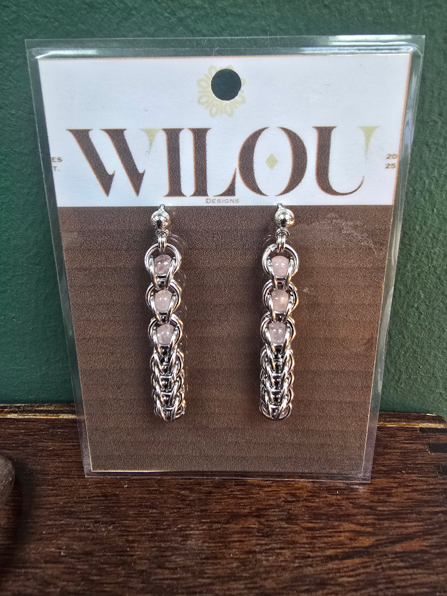Lyra Earrings - Rose Quartz by Wilou Designs