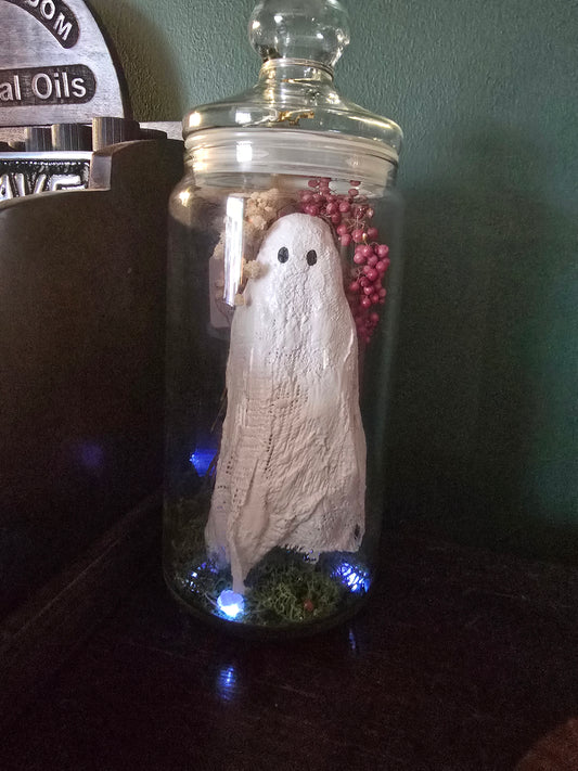 Large Ghost in Glass Jar by Oddly Harriet