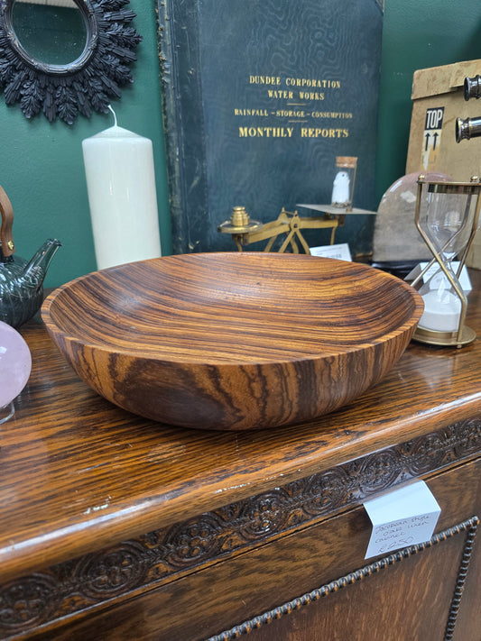 Hand turned Wooden Fruit bowl - Zebrano 'Zebrawood'